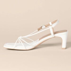 Amazon Essentials White Knotted Strappy Mid-Heel Sandal